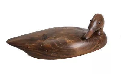 Edgecomb Woodcarver Duck Decoy Glass Eyes. Preening Duck Varnished  • $69.35