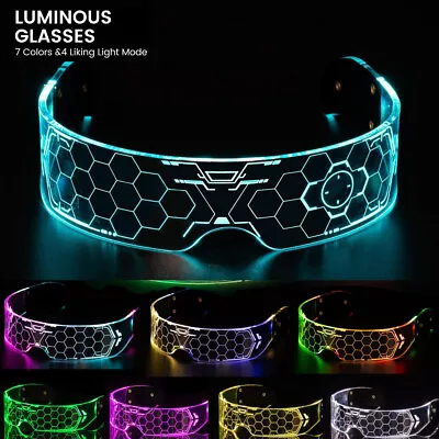 LED Luminous Glasses Futuristic Electronic Visor Glasses Light Up Glasses Prop • £9.59