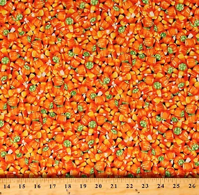 Cotton Candy Corn Pumpkins Halloween Snacks Fabric Print By The Yard D506.68 • $12.95