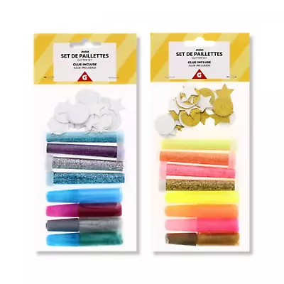 4 Chunky Glitter & 4 Glitter Glue Assorted Vibrant Colours Set/Glitter Shapes • £0.99