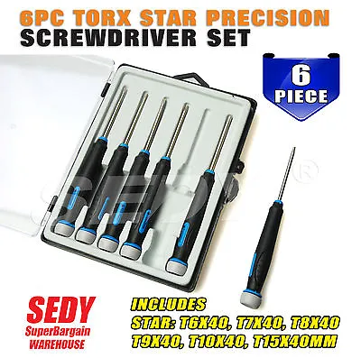 6 Torx Screwdriver Set Precision Magnetic T6 T7 T8 T9 T10 T15 Fix Repair 90402 • $14.50