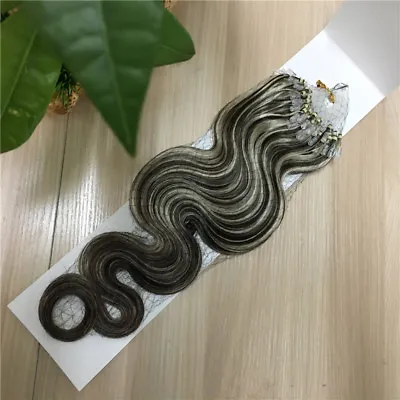 20Inch Ombre Body Wavy Loop Micro Rings Beads Remy Human Hair Extensions 100s  • $14.51