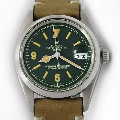 Rolex Oyster Perpetual Automatic Green Dial Mens Vintage Steel Watch Ref 1500 • $3799
