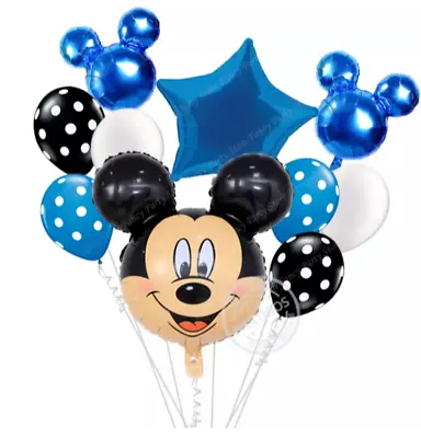 10pcs Mickey Mouse Balloons Mickey Birthday Disney Gender Reveal 1st Birthday • £6.95