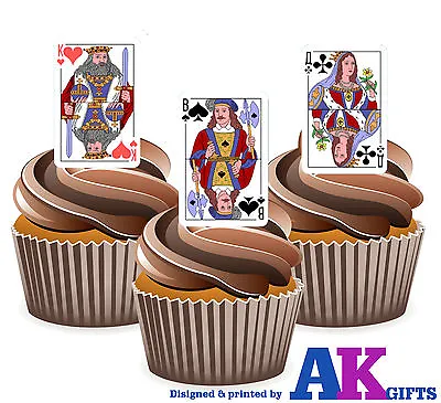 Vintage Playing Cards Full Deck 52 X Edible Wafer Cup Cake Toppers Decorations • £3.99