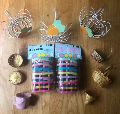 $4.95 • Buy LOT Of Miniature Easter Baskets-Molded & Woven/Straw/Wire Handled Crafts
