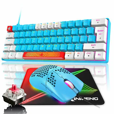 $22.99 • Buy USB 60% Gaming Keyboard And Mouse Combo Mechanical RGB Backlit Red Switches PS4