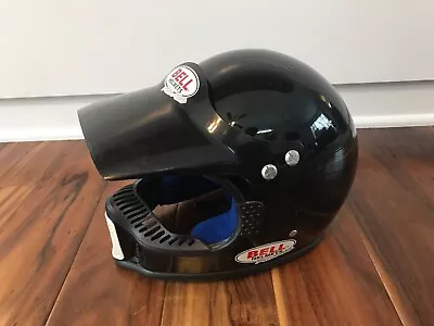 Vintage Bell Mini Moto Motorcycle Motocross Helmet Black With Visor Size Small S • $74.99