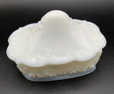 Kemple Milk Glass Rectangular Dresser Box  Domed Lid Antique Art Nouveau • $10