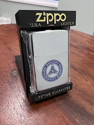 Zippo Windproof Lighter MERCEDES BENZ LOGO High Polish Chrome 1993 NEW MEGA RARE • $247.92