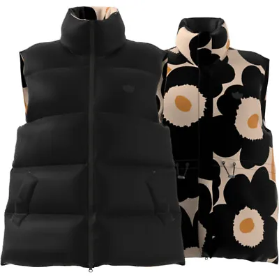 Adidas Marimekko Finland Down Puffer Vest Black Reversible Jacket Women Size • $119.90