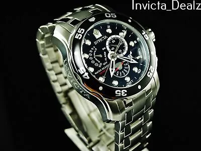 Rare Invicta Men's 48mm Pro Diver Scuba Swiss Alarm-Gmt  Black Dial Ss Watch • $69.52