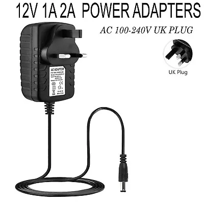 12V 1A 2A AC/DC Power Supply Adapter Safety Charger For LED Strip CCTV Camera • £5.82