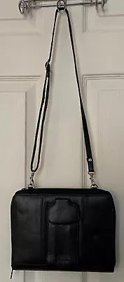 Advantage Organizer 6 Ring Black Leather Planner/Binder/Organizer Shoulder Purse • $14.49