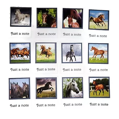 HORSE ANIMALS Recycled Calendar Mini Note Cards - Set Of 12 Handmade W Envelope • $5.99