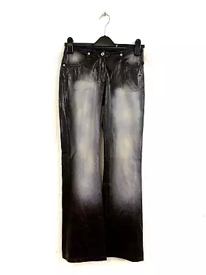 Vintage 90's Y2K Faux Leather Distressed Look Jeans Trousers Size 8 Leg 31  • $18.66