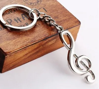 Musical Note Keyring Key Ring Metal Clef Keychain Musician Rock Jazz Country  • £3.50