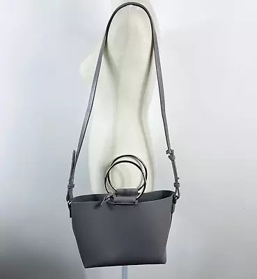 $27.19 • Buy Zara Basic Small Ring Handle Handbag Shoulder Bag With Wallet Pouch Gray Silver