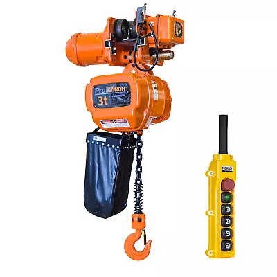 Prowinch 2 Speed 3 Ton Electric Chain Hoist Trolley 30ft. G100 M4/H3 230/380/460 • $4438.63