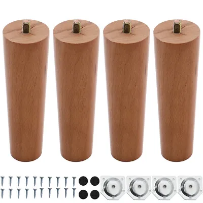 Solid Wood Furniture Feet Coffee Table Sofa Cabinet DIY Tapered Replacement Legs • £11.95