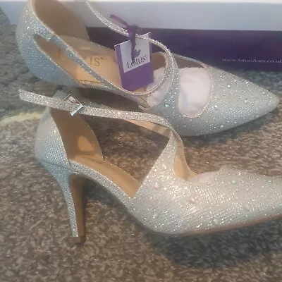 Brand New Lotus Silver Sparkle Heel Shoes  Sandal Size 4  Wedding Party Rrp £70 • £20