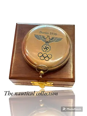 Vintage Nautical Brass Push Botton Compass 2” With Box  Valentine's Day Gift • $36.66