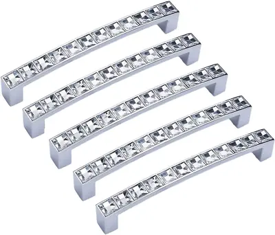 Abcgoodefg Modern Decorated Crystal Glass Rhinestone Cabinet Handle Pulls Knobs • $23.32