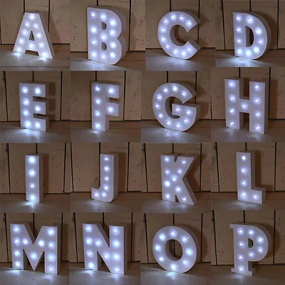 £10.99 • Buy A - Z Wooden Alphabet Letter Led Light Up White Letters Standing 6  Wedding New