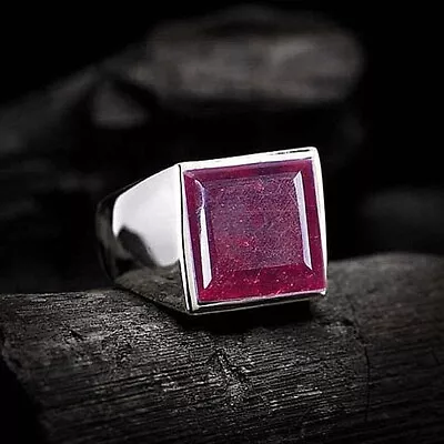 Natural Ruby Gemstone With 925 Sterling Silver Ring For Men's  Men's Jewelry • $49.99