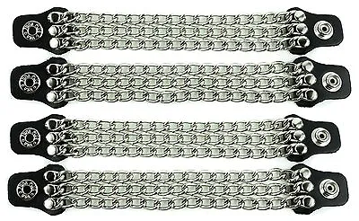 Vest Extender 3 Row Steel Chain Biker MC Jacket Motorcycle Vest Snap-4 Pcs Set • $28.99