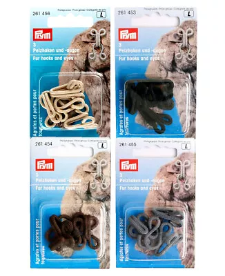 £4.39 • Buy PRYM FUR HOOKS AND EYES SET 3 Black Brown Beige Grey