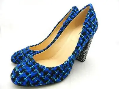 JCREW Etta Glitter Tweed Pumps $278 10 Platform Heels Indigo Multi Shoes • $99