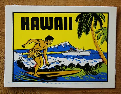 OriginAl VintAge WAter DecAl HAWAII Surfing Old Woody StAtion WAgon Surfer Surf • $11.69