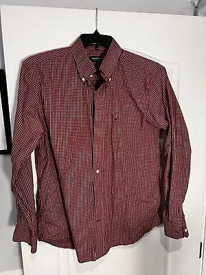 Nautica | Men's Long Sleeve Red Plaid Button Down Shirt Wrinkle Resistant • $4.50