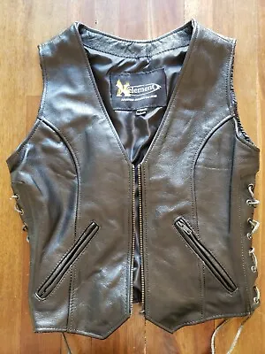 $22 • Buy XELEMENT Advanced Motorcycle Gear Leather Vest Wmn's Sz M Broken Zipper