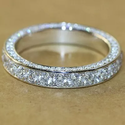 2Ct Round DEF VVS1 Moissanite Eternity Wedding Band Ring 14K White Gold Plated • $139.43