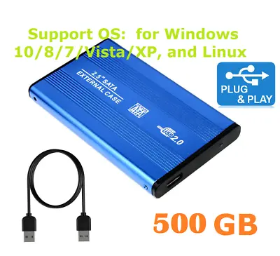USB 3.0 500gb Portable External 2.5  SATA3 Hard Drive For LAPTOP MAC PS3  PCs • £21.90