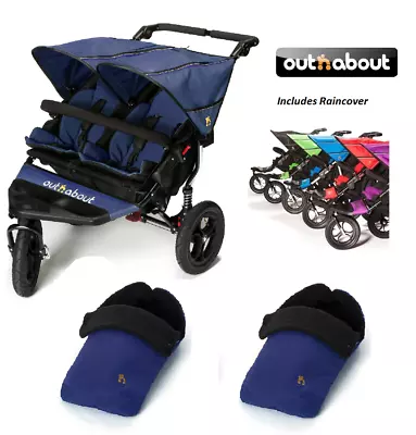 £699 • Buy Out N About Double Nipper 360 V4 With 2 X Footmuffs And Raincover - Royal Navy