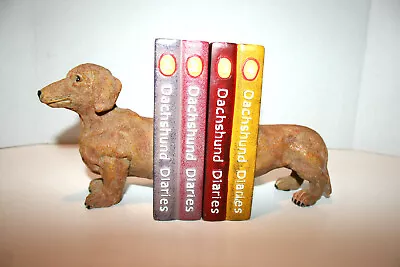 Dachshund Dog Diaries Books Resin Sculpture Bookends With Secret Compartment • $14.96