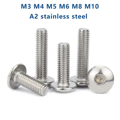 M3-M10 Socket Button Screws Dome Head - Hex Allen Bolts - A2 Stainless DIN 7380 • $21.09