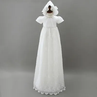 £28.99 • Buy Tradition Baby Girls Long White Lace Christening Gown Bonnet Size 0-18 Months