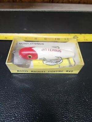 Vintage Arbogast Musky Jitterbug Lure Wood Red Head In Correct Box • $60