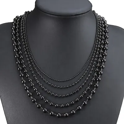 Black Gold Onyx 316L Stainless Steel Ball Bead CHAIN Link Men's Necklace • $4.39