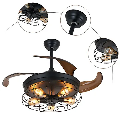 36'' Ceiling Light Chandelier Cage Chandelier Caged Retractable Blade W/ Remote • $76
