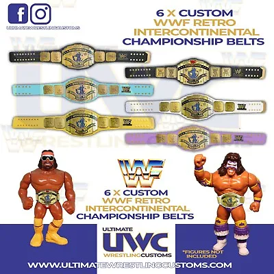£12.99 • Buy Custom WWE WWF Retro Intercontinental Championship Belts X 6 Hasbro Figures