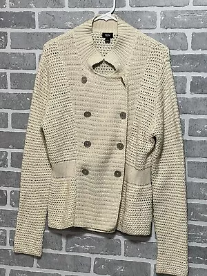 Mossimo Women’s Large Oatmeal Double Breasted Military Style Cardigan Preowned  • $10