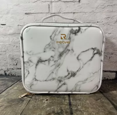 Relavel Marble Makeup Bag Makeup Organizer Bag Train Case Travel Portable • $9.99