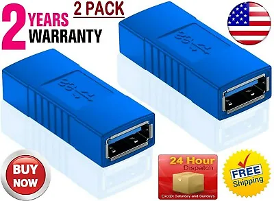 $3.30 • Buy 2x USB 3.0 Type A Female To Female Adapter Coupler Gender Changer Connector