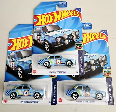 Hot Wheels '70 Ford Escort RS1600 Blue #244 - 2022 Rally Champs-3pcs • $12.99