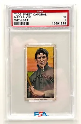 1909-11 T206 Sweet Caporal Nap Lajoie With Bat Cleveland HOF PSA 1 • $525